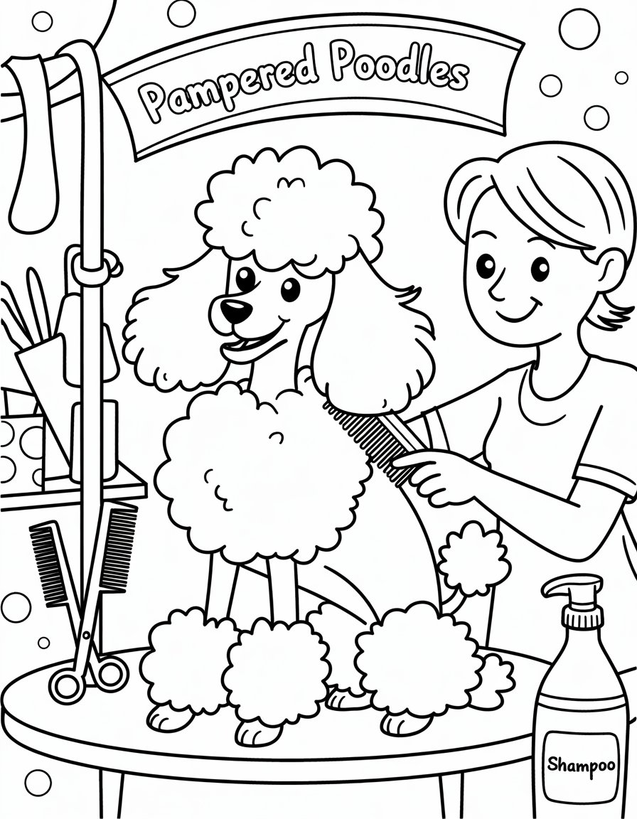 Dog at Grooming Salon